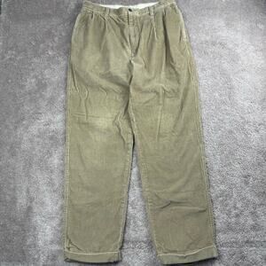Nautica Corduroy Pants Size 32x31 Tan Khaki Wide Wale Relaxed Fit Casual Preppy